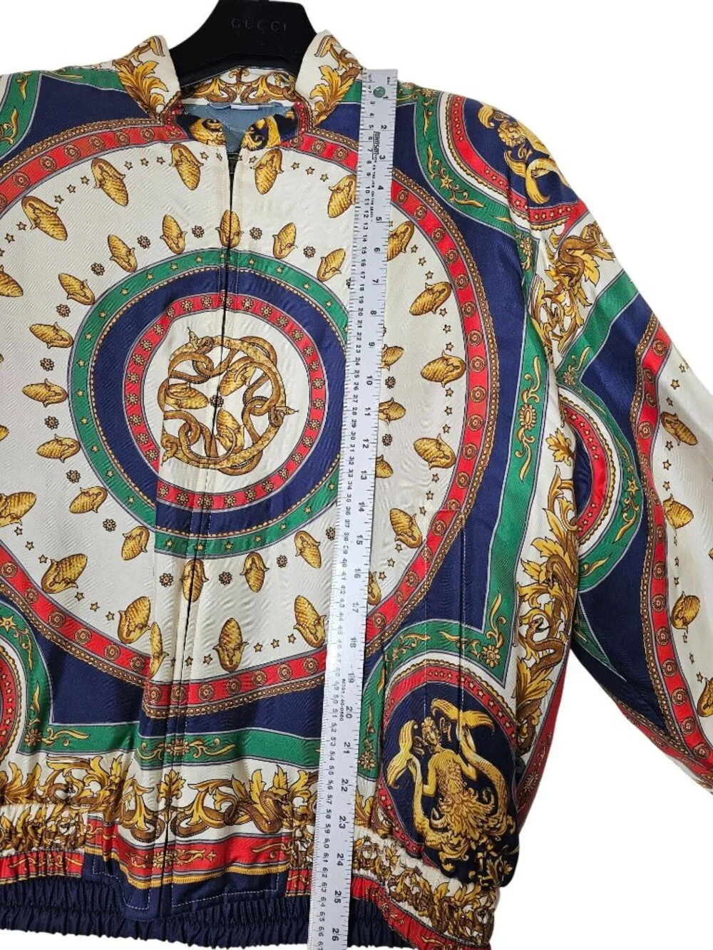 Gucci Mens Mermaid Circle Print Silk Twill Bomber Jacket IT 52 Multicolor NWT